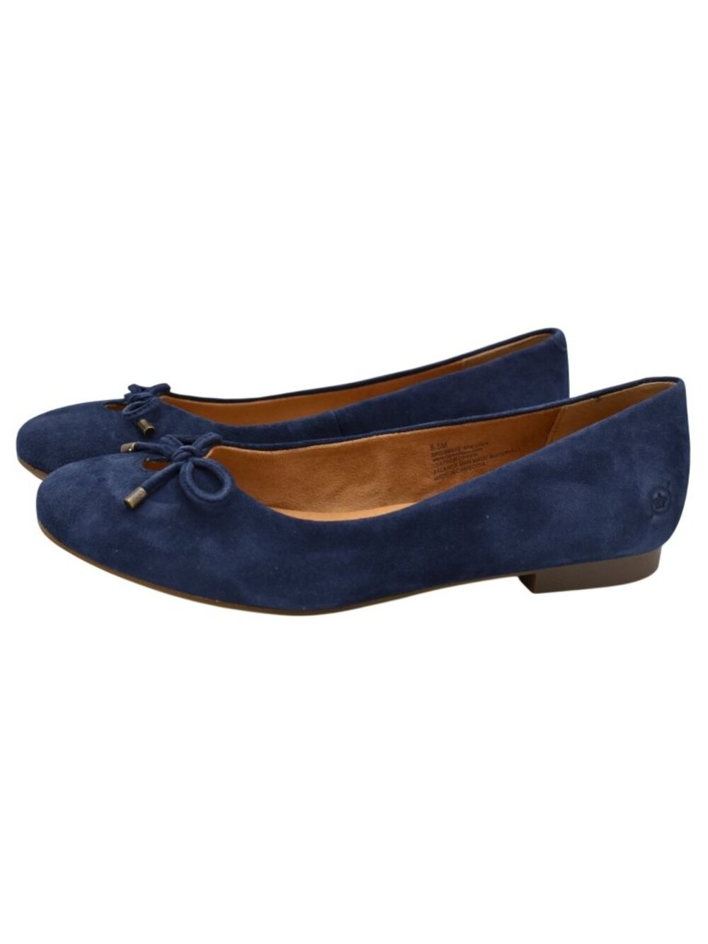 Born Womens Size 8.5 Poe‎ Navy Blue Suede Slip On Ballet Flats Shoes